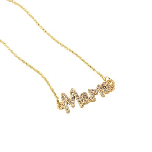 Collier en laiton cubique Zircon Micro Pave, Placage de couleur d'or, bijoux de mode & pavé de micro zircon & pour femme, Vendu par PC