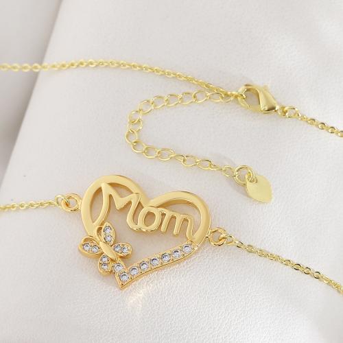 Collier en laiton cubique Zircon Micro Pave, Placage de couleur d'or, pavé de micro zircon & pour femme & creux, Vendu par PC