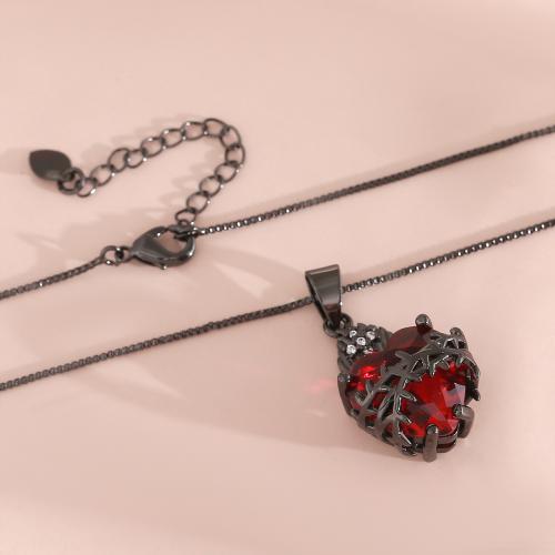 Collier en laiton, avec zircon cubique, Placage, bijoux de mode & unisexe & styles différents pour le choix, noir métalllique, Vendu par PC