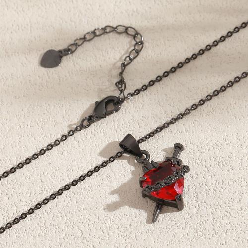 Collier en laiton, avec zircon cubique, Placage, bijoux de mode & unisexe & styles différents pour le choix, noir métalllique, Vendu par PC