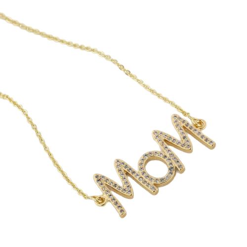 Collier en laiton cubique Zircon Micro Pave, Placage de couleur d'or, pavé de micro zircon & pour femme & creux, Vendu par PC