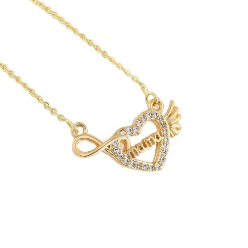 Collier en laiton cubique Zircon Micro Pave, Placage de couleur d'or, pavé de micro zircon & pour femme & creux, Vendu par PC