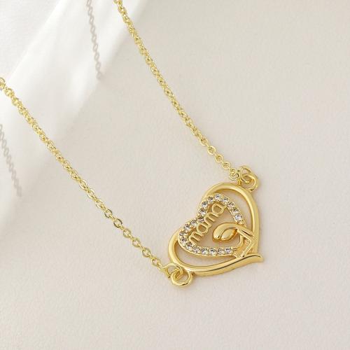 Collier en laiton cubique Zircon Micro Pave, Placage de couleur d'or, pavé de micro zircon & pour femme & creux, Vendu par PC