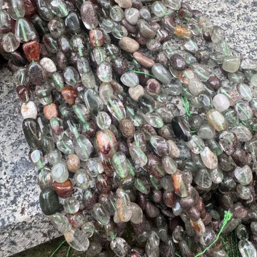 Šperky korálky přírodní křemenné, Zelený Phantom Quartz, DIY, smíšené barvy, 6x8mm, Prodáno za 38 cm Strand