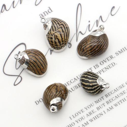 Naturlig Trumpet Shell Halsband, med Järn, Trumpetsnäcka, silver pläterad, DIY, blandade färger, 12x20mm-17x23mm, Säljs av PC
