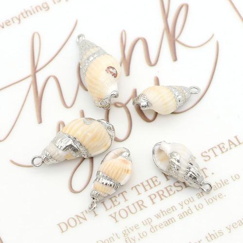 Naturlig Trumpet Shell Halsband, med Järn, Trumpetsnäcka, silver pläterad, DIY, blandade färger, 9-26mm, Säljs av PC