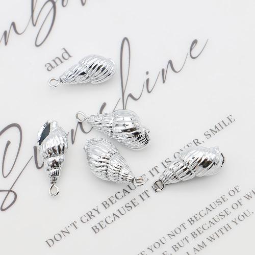 Naturlig Trumpet Shell Halsband, med Järn, Trumpetsnäcka, silver pläterad, DIY, silver, 9x20mm-11x23mm, Säljs av PC