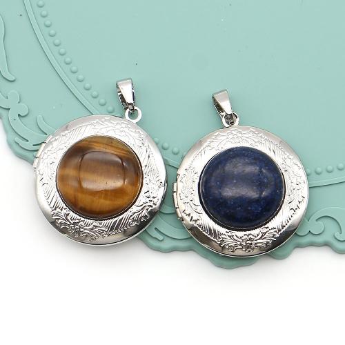 Gemstone Pendants Jewelry Zinc Alloy with Natural Stone & Iron silver color plated DIY Sold By PC