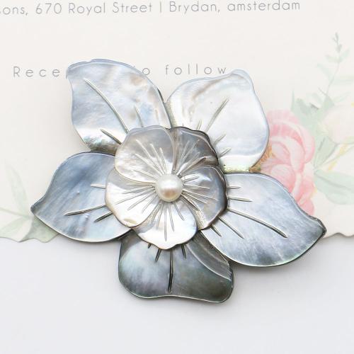 シェルジュエリーセット, ペンダント & ネックレス, 貝, 花形, シルバーメッキ, DIY & 模造真珠, 無色, 54x67mm, 売り手 パソコン