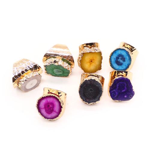 Bague agate, Acier inoxydable 304, avec Agate, Placage de couleur d'or, bijoux de mode, plus de couleurs à choisir, 24x30mm, Vendu par PC