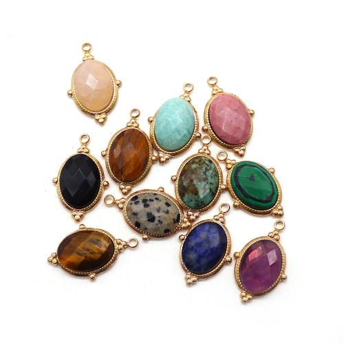 Edelstein Anhänger Schmuck, Messing, mit Naturstein, goldfarben plattiert, DIY, keine, frei von Nickel, Blei & Kadmium, 15x24mm, verkauft von PC