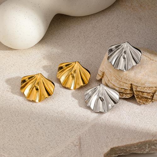 Boucle d'oreille de gaujon en acier inoxydable, Acier inoxydable 304, feuille, Placage, bijoux de mode & pour femme, plus de couleurs à choisir, Vendu par paire