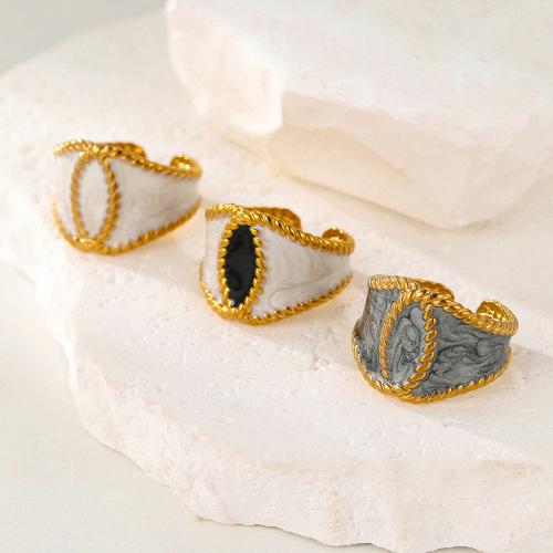 Smalt z nerezové oceli prst prsten, 304 Stainless Steel, skutečný pozlacené, módní šperky & pro ženy, více barev na výběr, Prodáno By PC