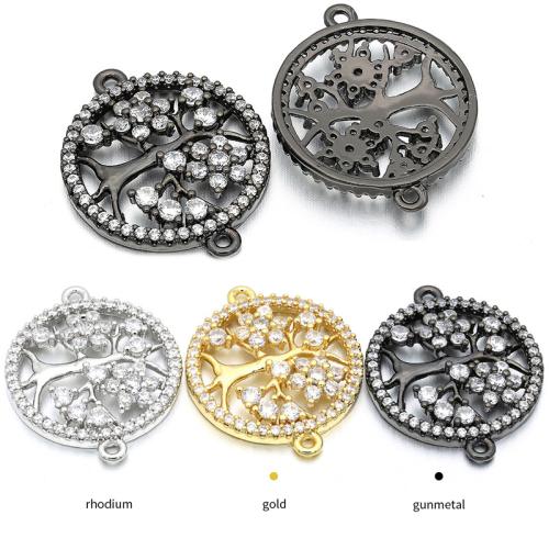 Zircon cubique Micro Pave laiton Connecteur, Arbre de vie, Placage, DIY & pavé de micro zircon, plus de couleurs à choisir, 26x21mm, Trou:Environ 1.5mm, Vendu par PC