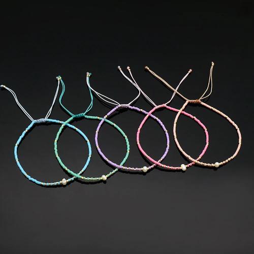 Bracelet de perles de verre, alliage de zinc, avec verre & perle de plastique, Placage de couleur d'or, bijoux de mode, plus de couleurs à choisir, Vendu par PC