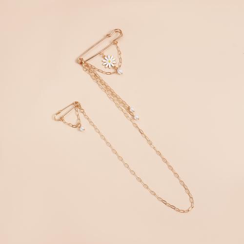 smalt Brož, Zinek, s ABS plast pearl, barva pozlacený, módní šperky, zlato, Prodáno By PC