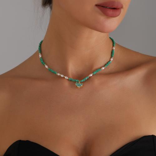 Gloine Beads Necklaces, Sinc Alloy, le Gloine Pearl & Pearl Plaisteacha, dath an óir plated, jewelry faisin, dathanna níos mó le haghaidh rogha, Díolta De réir PC