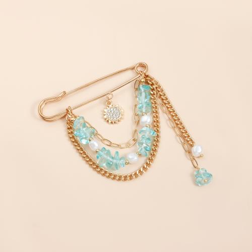 Crystal Brož, Zinek, s Krystal & Plastové Pearl, barva pozlacený, módní šperky & s drahokamu, více barev na výběr, Prodáno By PC