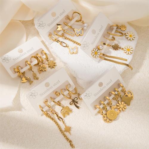 Boucle d'oreille Acier Titane, boucle d'oreille, avec coquille blanche & perle de plastique, Placage de couleur d'or, bijoux de mode & pavé de micro zircon & émail, plus de couleurs à choisir, Vendu par fixé