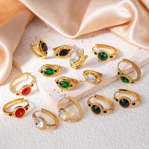 Titano plieno auskaru, Titano plienas, aukso spalva padengtas, Bižuterijos & mikro nutiesti kubinių Zirconia, daugiau spalvų pasirinkimas, Pardavė Pora