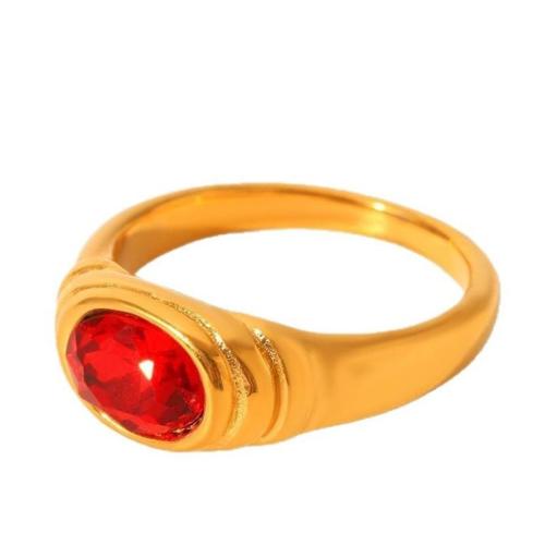 Cubic Zirconia nerezové prst prsten, 304 Stainless Steel, s Cubic Zirconia, á, módní šperky & různé styly pro výběr & pro ženy, zlatý, Prodáno By PC