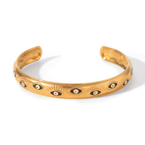Acier inoxydable 304 bracelet manchette, Placage, styles différents pour le choix & pour femme & émail, doré, Vendu par PC