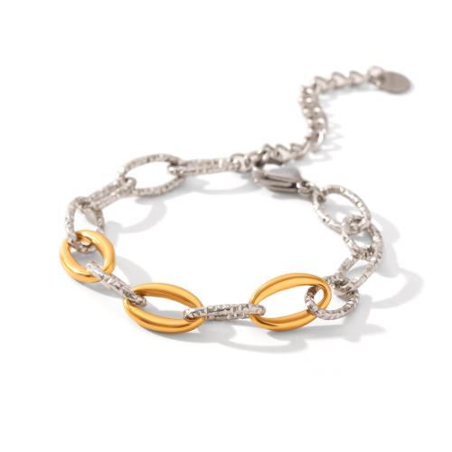 Bijoux bracelet en acier inoxydable, Acier inoxydable 304, Placage, bijoux de mode & pour femme & deux tons, Vendu par PC
