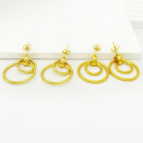 Edelstahl Tropfen Ohrring, 304 Edelstahl, verschiedene Muster für Wahl & für Frau & hohl, goldfarben, verkauft von Paar