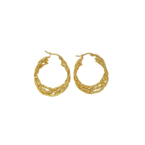 Stainless Steel Lever Terug Earring, 304 roestvrij staal, plated, drie lagen & mode sieraden & voor vrouw, gouden, Verkocht door pair