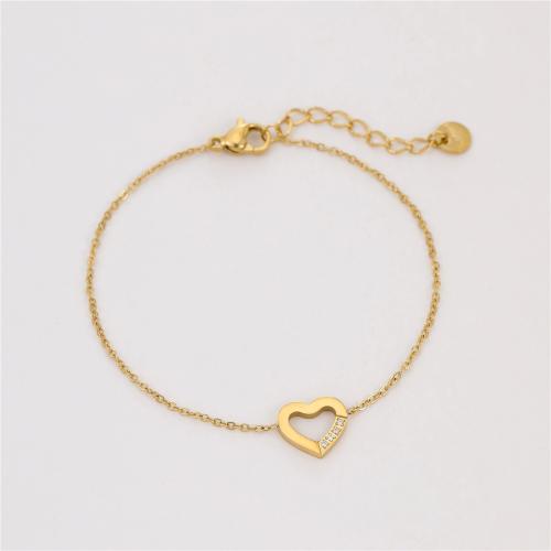 Bijoux bracelet en acier inoxydable, Acier inoxydable 304, Placage, pour femme & avec strass & creux, plus de couleurs à choisir, Vendu par PC