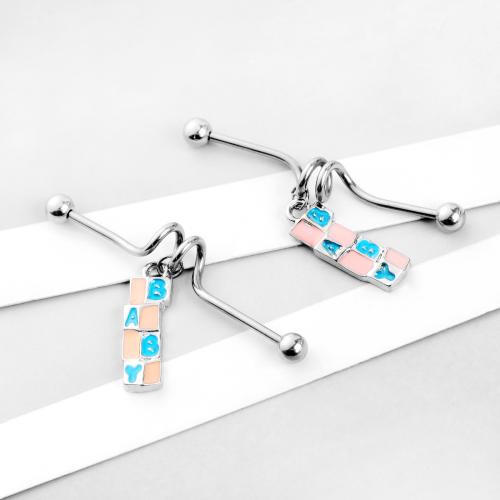 Nerezová ocel Ear Piercing šperky, 304 Stainless Steel, barva stříbrná á, módní šperky & smalt, smíšené barvy, Prodáno By PC