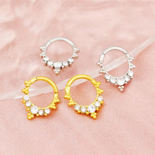 Brass Nose Piercing Jewelry plated fashion jewelry & with rhinestone nickel lead & cadmium free Sold By PC