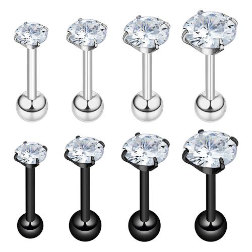 Nerezová ocel Ear Piercing šperky, 304 Stainless Steel, módní šperky & micro vydláždit kubické zirkony, více barev na výběr, Prodáno By PC