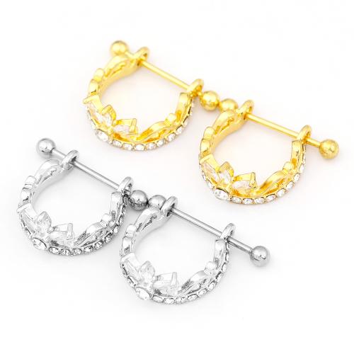 Nerezová ocel bradavky kroužek, 304 Stainless Steel, módní šperky & s drahokamu, více barev na výběr, Prodáno By PC