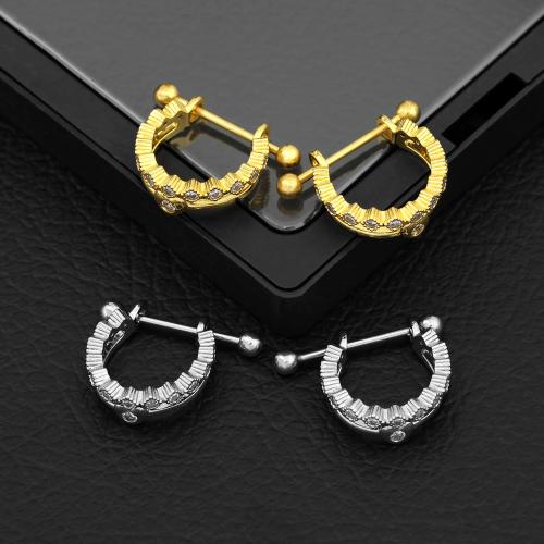 Nerezová ocel bradavky kroužek, 304 Stainless Steel, módní šperky & micro vydláždit kubické zirkony, více barev na výběr, Prodáno By PC