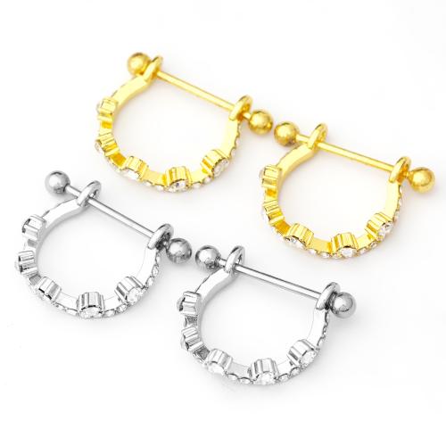 Nerezová ocel bradavky kroužek, 304 Stainless Steel, s Slitina, módní šperky & s drahokamu, více barev na výběr, Prodáno By PC