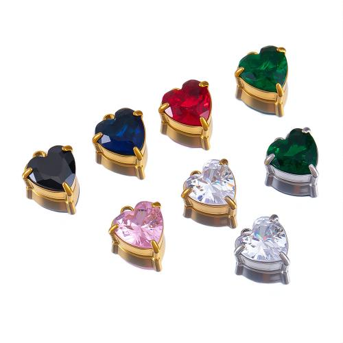 Přívěsky srdce z nerezové oceli, 304 Stainless Steel, s Sklo, á, DIY, více barev na výběr, 10PC/Bag, Prodáno By Bag