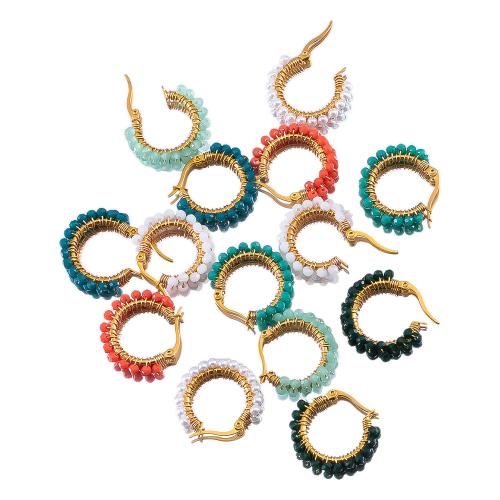 Acier inoxydable Levier Retour Earring, Acier inoxydable 304, avec cristal, Placage, bijoux de mode & perle d'imitation, plus de couleurs à choisir, 10PC/sac, Vendu par sac