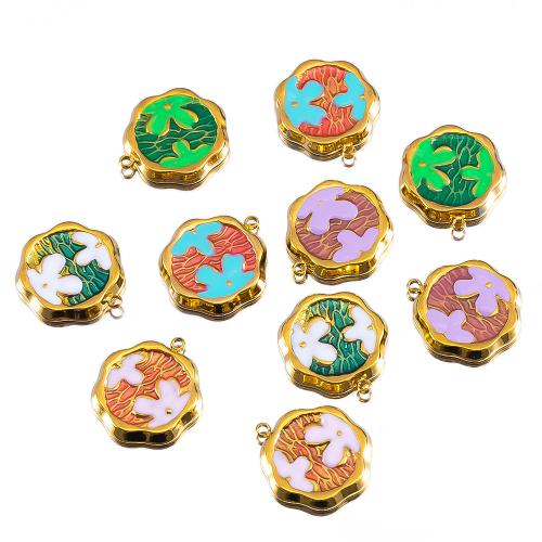 Stainless Steel Flower Pendant 304 Stainless Steel plated DIY & enamel Sold By Bag