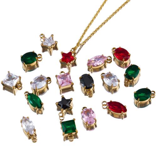 Rostfritt stål Smycken Hängen, 304 rostfritt stål, med Glas, plated, DIY, fler färger för val, 50PC/Bag, Säljs av Bag