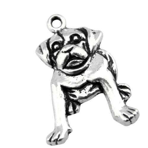 Zinc Alloy Animal Pendants Dog plated DIY antique silver color Sold By Bag