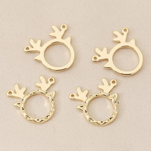 Connecteur de bijoux en laiton, Bois, Placage de couleur d'or, Conception de Noël & DIY, doré, protéger l'environnement, sans nickel, plomb et cadmium, 10PC/sac, Vendu par sac