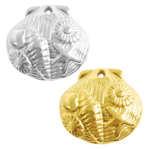 Acciaio inossidabile Animal Ciondoli, 304 acciaio inox, Conchiglia, placcato, DIY, nessuno, 10PC/borsa, Venduto da borsa