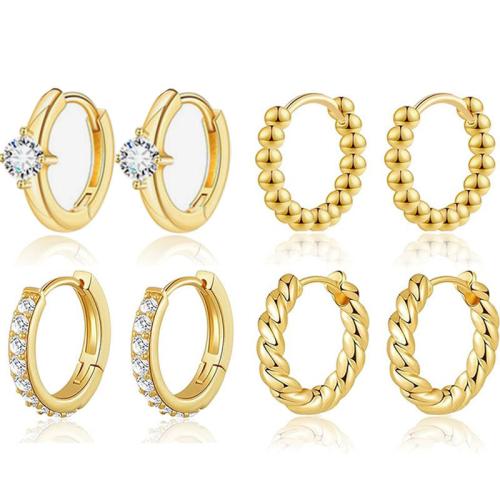 Anilla Aro Pendiente, acero inoxidable 304, chapado, Joyería & micro arcilla de zirconia cúbica, más colores para la opción, 1x10mm, Vendido por Par