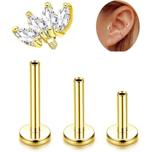 Titan piercing örhänge, plated, mode smycken & micro bana cubic zirconia, fler färger för val, Säljs av PC