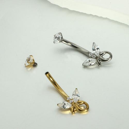 Titan belly ring, Insekt, plated, mode smycken & micro bana cubic zirconia, fler färger för val, Säljs av PC