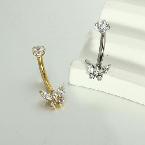 Titan belly ring, Fjäril, plated, mode smycken & micro bana cubic zirconia, fler färger för val, Säljs av PC