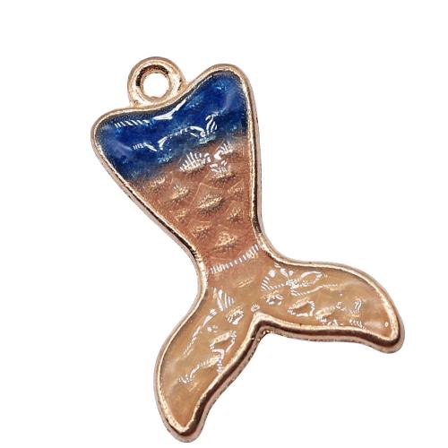 Zinc Alloy émail Pendants, alliage de zinc, Queue de sirène, Placage, DIY, 10PC/sac, Vendu par sac