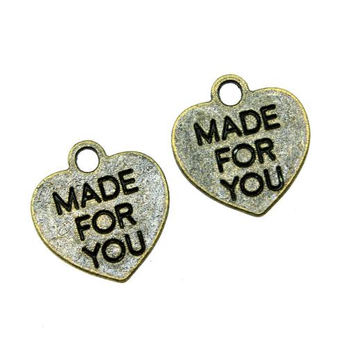 Zink Alloy Hjärta Hängen, plated, DIY, antik brons färg, 20PC/Bag, Säljs av Bag