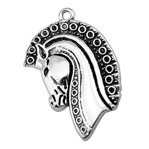 Zinc Alloy Animal Pendants Horse plated DIY antique silver color Sold By PC